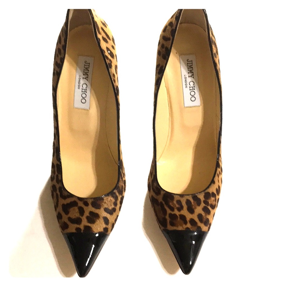 SOLD SOLDNew Jimmy Choo Leopard W/Black Patent